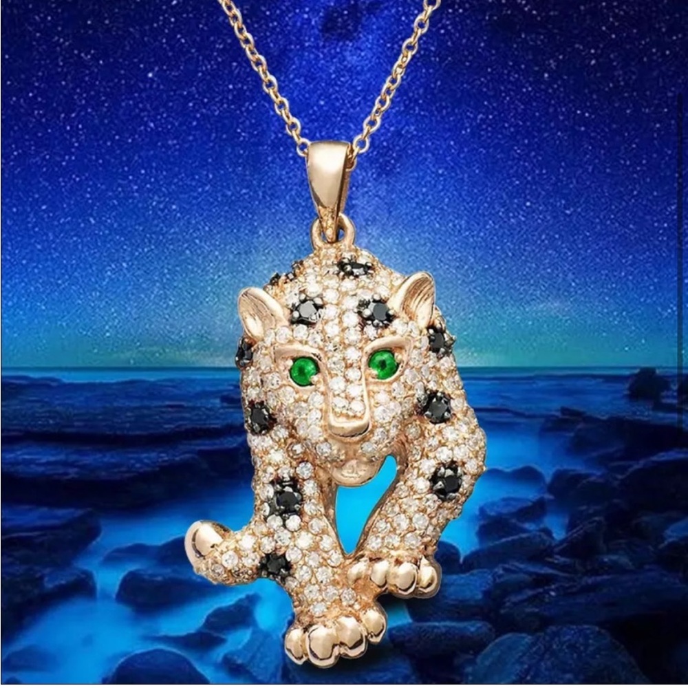 Leopard Rhinestone Necklace - Picture 2 of 2